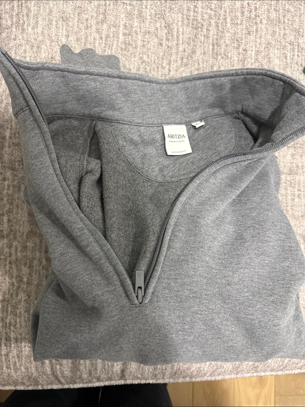Aritzia Gray Half-Zip Turtleneck Sweater